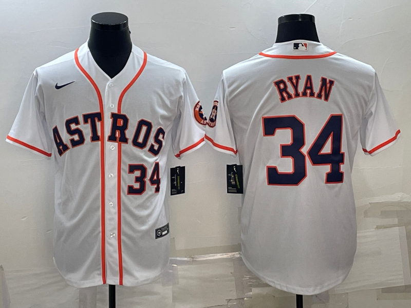 Men's Houston Astros Nolan Ryan #34 White Jersey